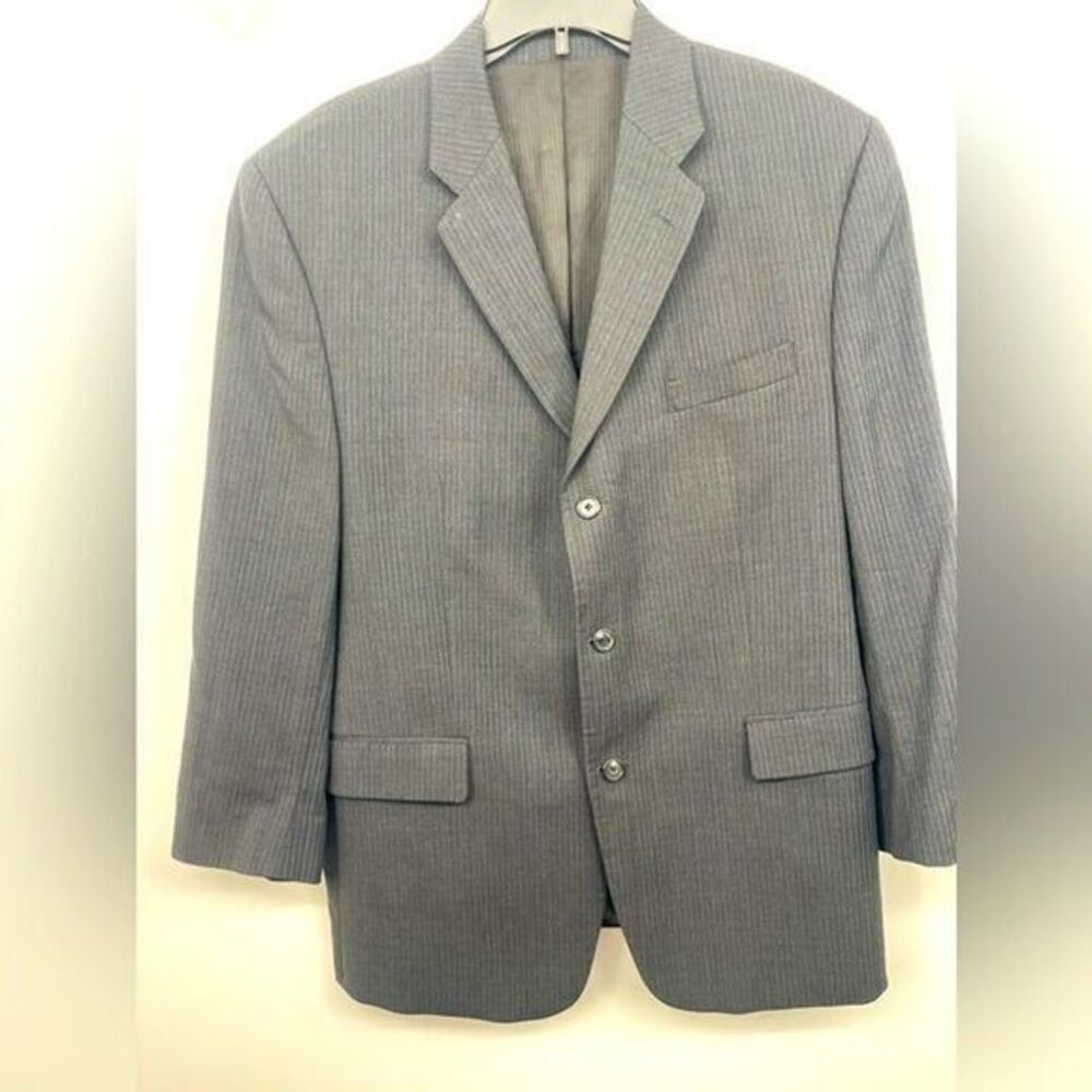 Calvin Klein Classic Grey Pinstripe Blazer Three-Button Business JacketK-01